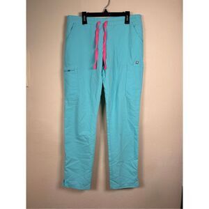 Figs Yola Scrub Pant - neon blue/turquoise sz small